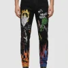 Black Graphic Slim Fit Jeans